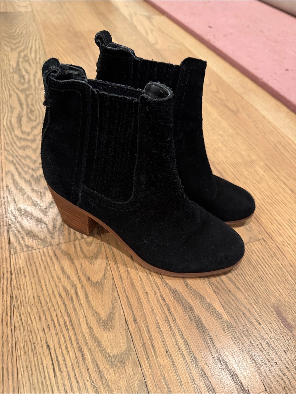 Black Suede Chelsea Block Heel Ankle Boots